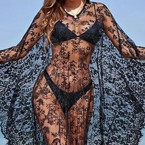Brand new beautiful black lace coverup